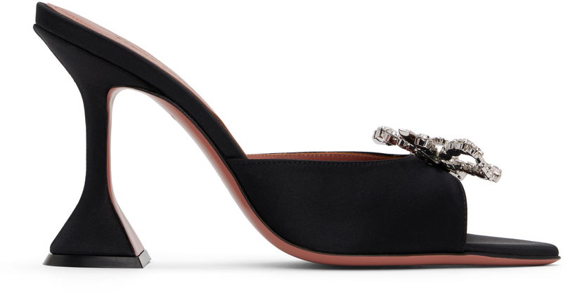 Аксесуари Amina Muaddi Amina Muaddi Rosie Slipper Heeled Sandals чорний | ROSIE SLIPPER CL SATIN