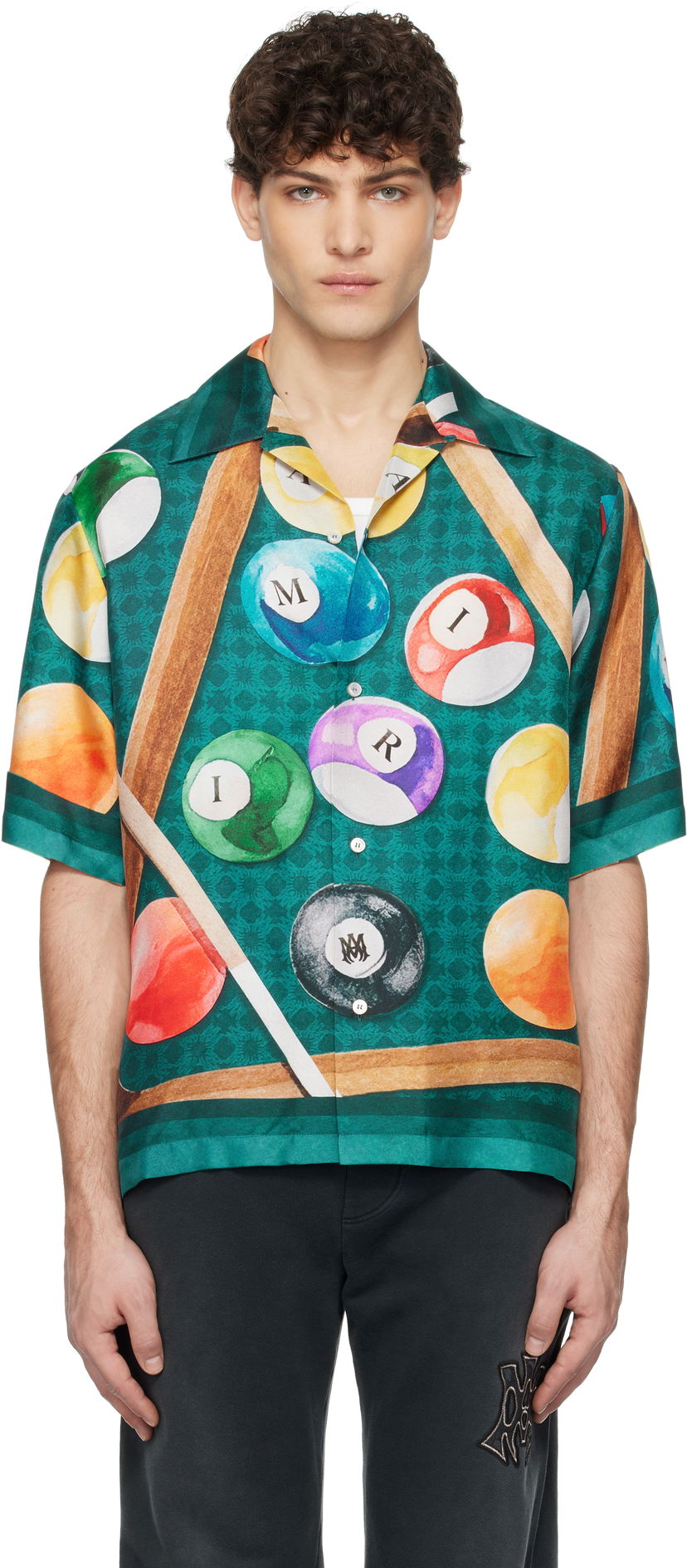 Сорочка AMIRI AMIRI Billiards Print Bowling Shirt Зелений | AMSTCA1083