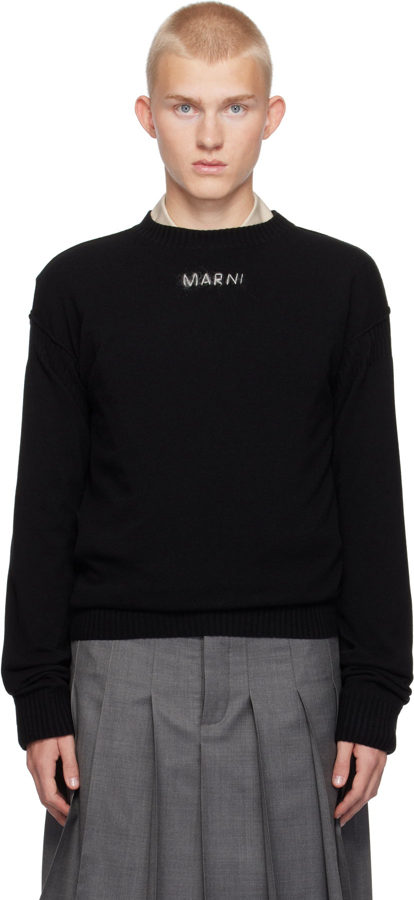 Cветр Marni Wool & Cashmere Logo Sweater чорний | GCMG0417A0 UFZ380