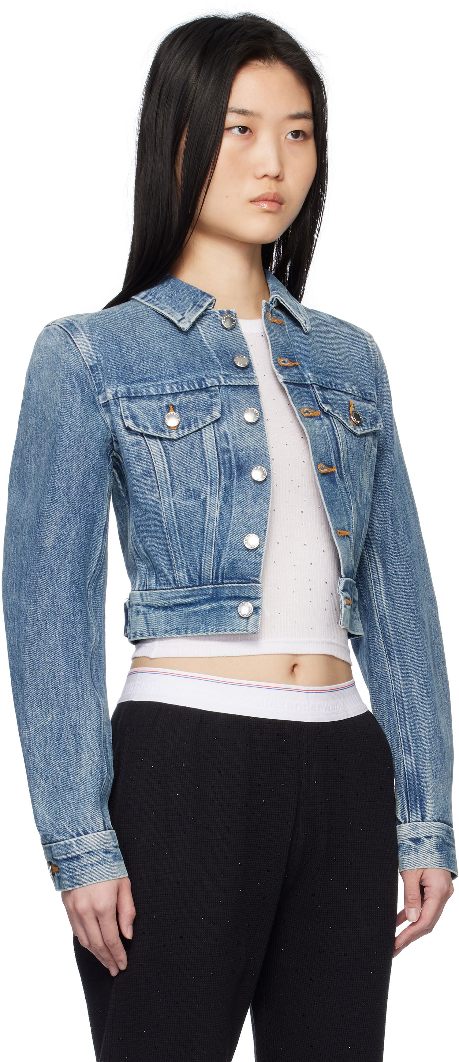 Куртка Alexander Wang Alexander Wang Trucker Denim Jacket Синій | 1WC1252598, 1