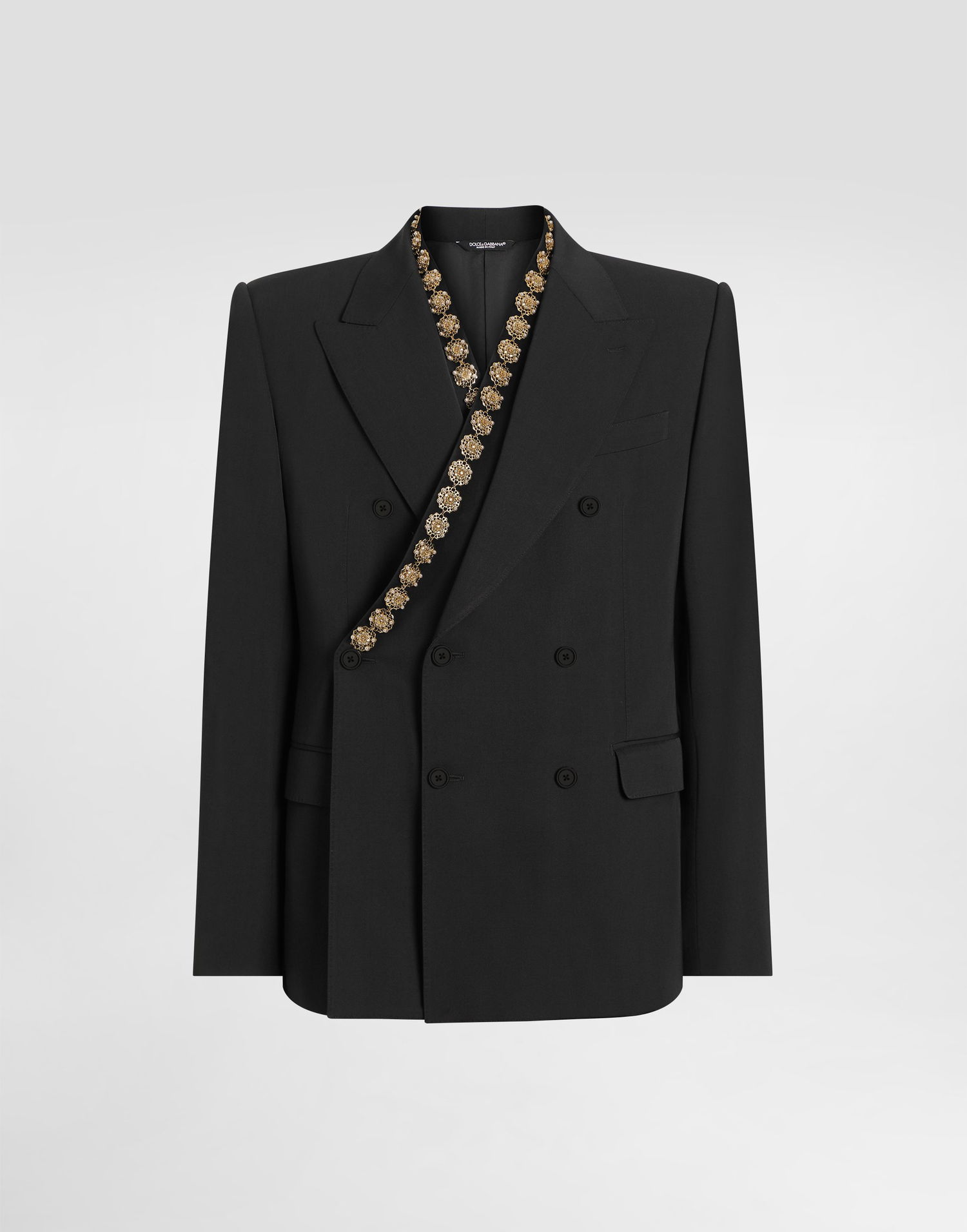 Куртка Dolce & Gabbana Dolce & Gabbana Double-breasted Sicilia Bistrecht Wool Canvas Jacket чорний | G2VE2ZFUBGBN0352, 0