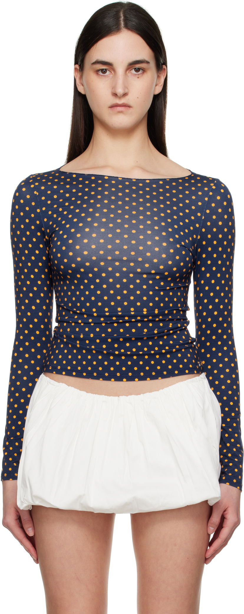 Футболка Miaou Miaou Amelia Polka Dot Long Sleeve T-Shirt темно-синій | 7183TJBPKD