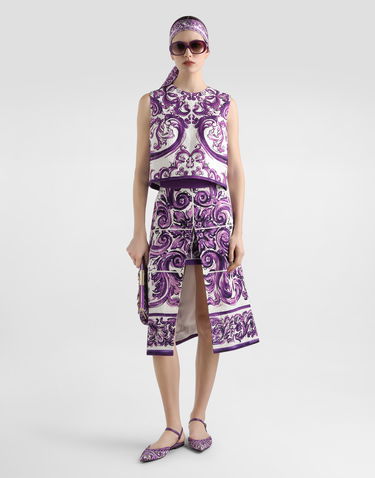 Спідниця Dolce & Gabbana Dolce & Gabbana Majolica Print A-Line Skirt Фіолетовий | F4C4VTFP9AKHP5DQ, 1