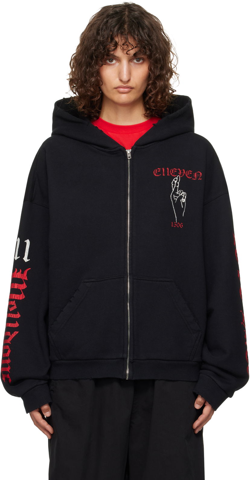Світшоти We11done We11done Elleven Zip Hoodie чорний | WD-TJ3-24-875-U-BK