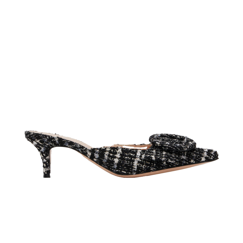 Кросівки та взуття Gianvito Rossi Portofino 55 Tweed Buckle Mules чорний | G93006-55RIC-BCL