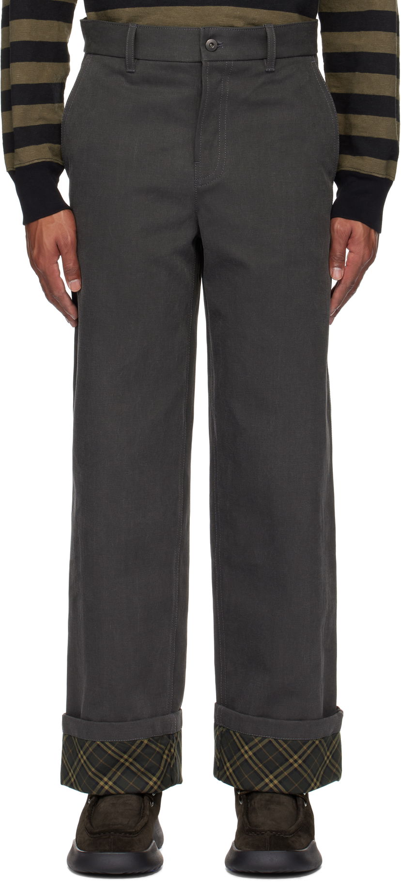 Штани Burberry Cotton Carpenter Trousers with Cuffs Сірий | 8097557