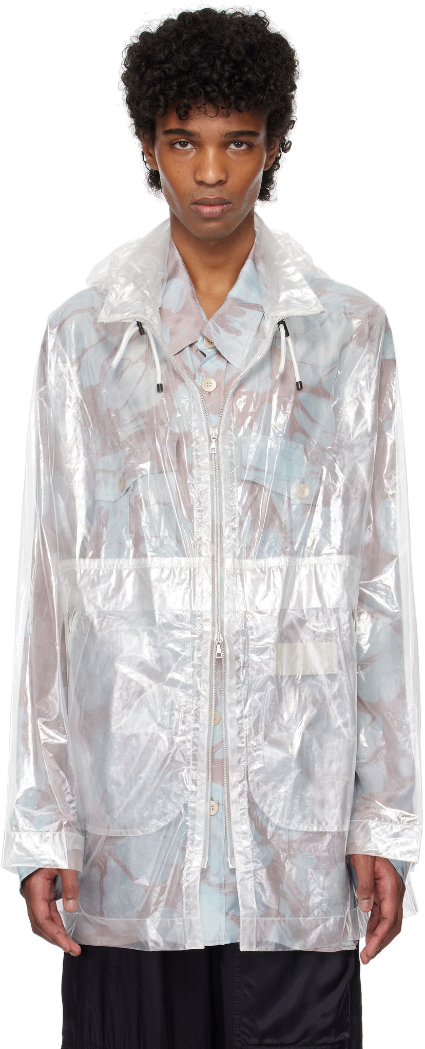Вітровка Dries Van Noten Dries Van Noten Transparent Nylon Hooded Jacket білий | 251-020553-1257