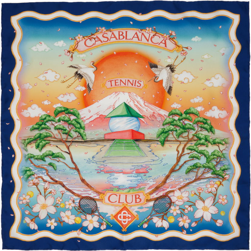 Шарф Casablanca Casablanca Tennis Club Silk Scarf Синій | APF25-ACC-053-02