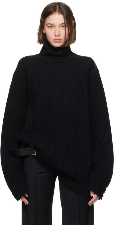 Cветр Ann Demeulemeester Oversized Distressed Turtleneck Sweater чорний | 2402-W-KN32-KN048-099, 0