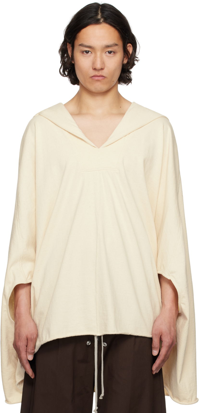 Cветр Rick Owens Rick Owens Hollywood Hooded Kaftan бежевий | RR01E5505 RIGN