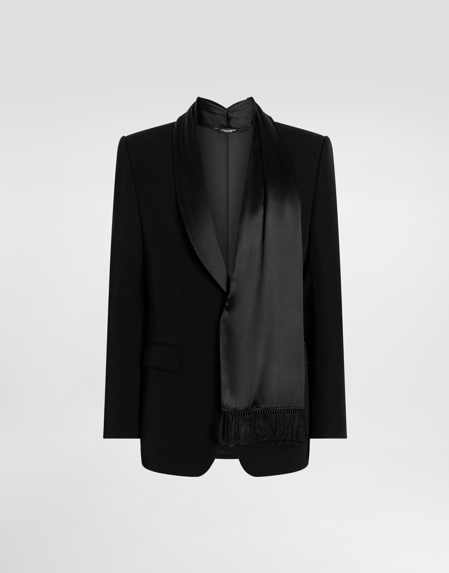 Куртка Dolce & Gabbana Dolce & Gabbana Single-Breasted Wool Gabardine Jacket with Silk Scarf чорний | G2VP3TFU21EN0000, 0