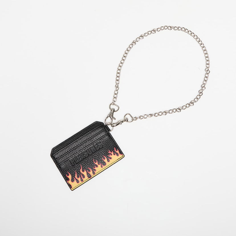 Гаманець Pleasures PLEASURES Leather Card Holder with Chain чорний | P25SU073 BLACK