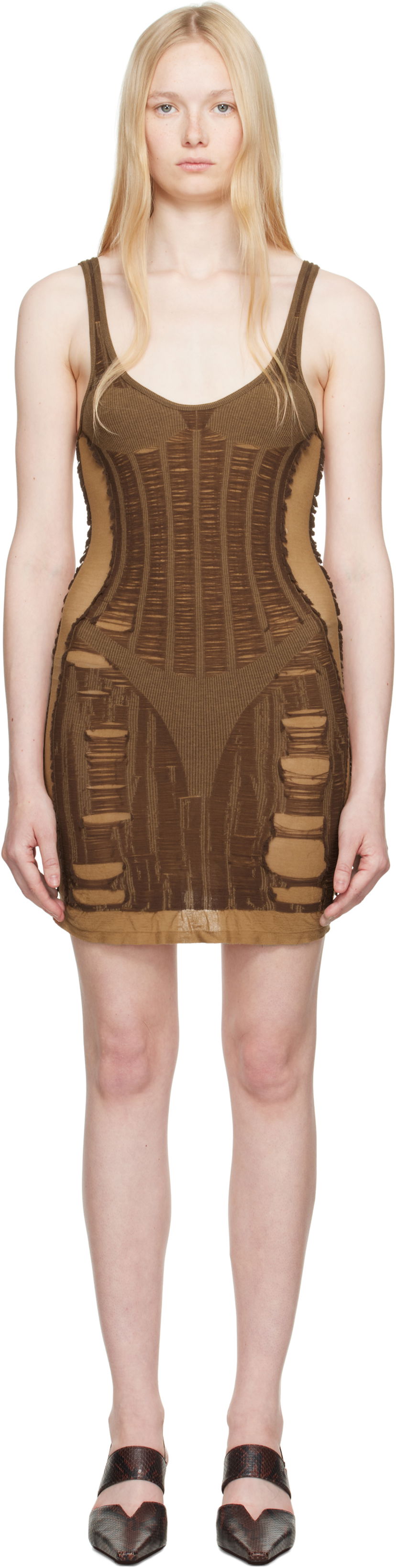 плаття Diesel Diesel M-Calimera Distressed Mini Dress Коричневий | A19215 0BJBI