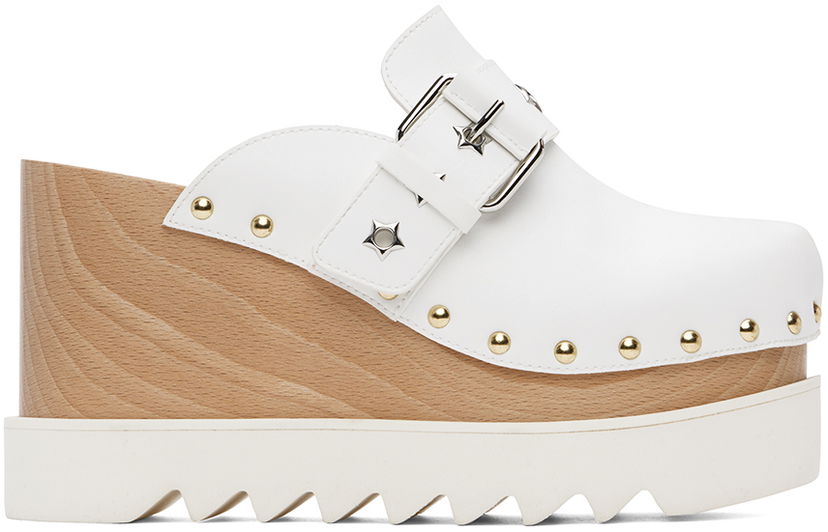 Кросівки та взуття Stella McCartney Elyse Star-Studded Slip-On Platform Clogs білий | 810426AP00P0