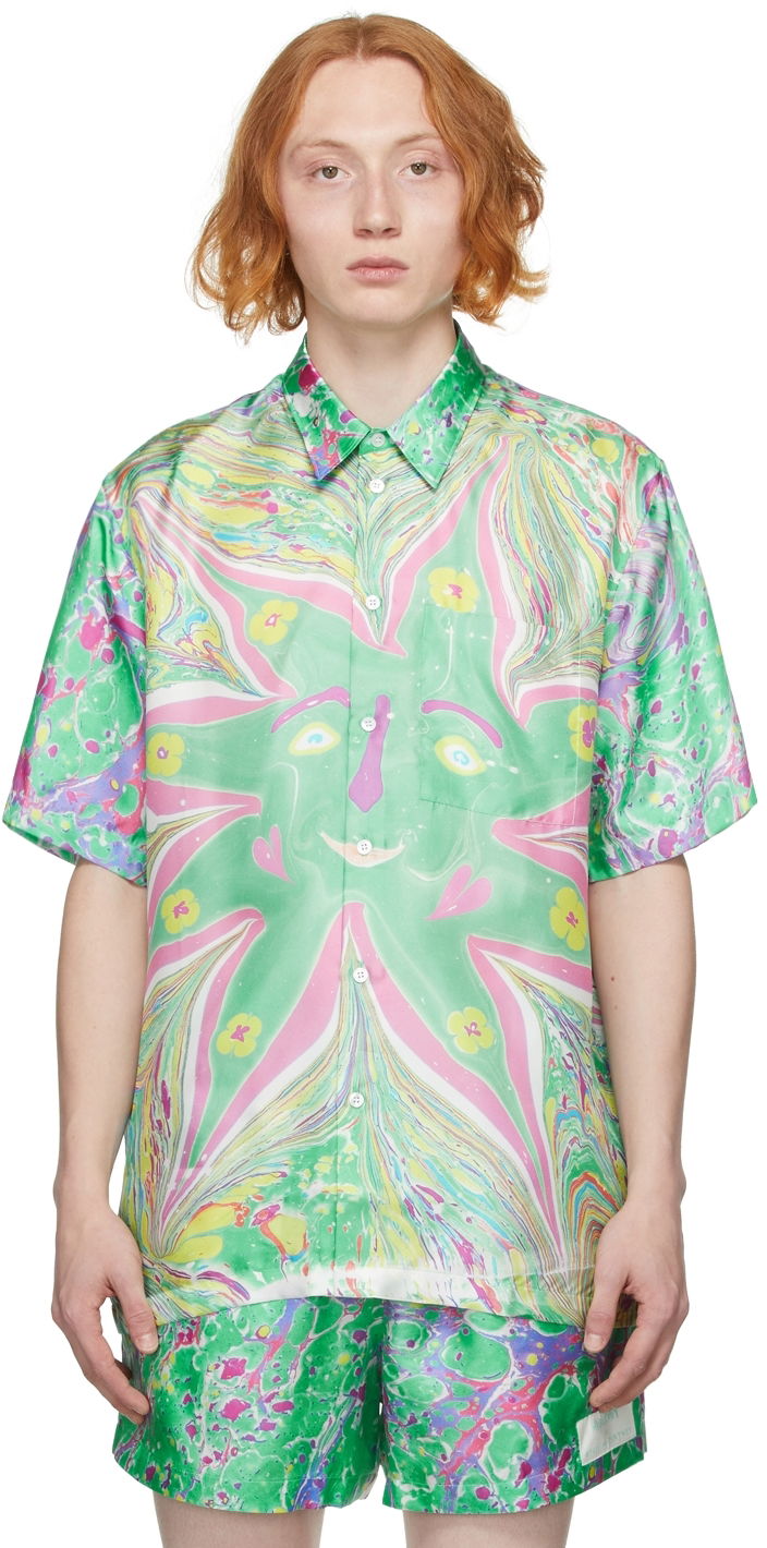 Сорочка Stella McCartney Stella McCartney Ricky Myfawnwy Edition Print Short Sleeve Shirt Зелений | 604051SSA65