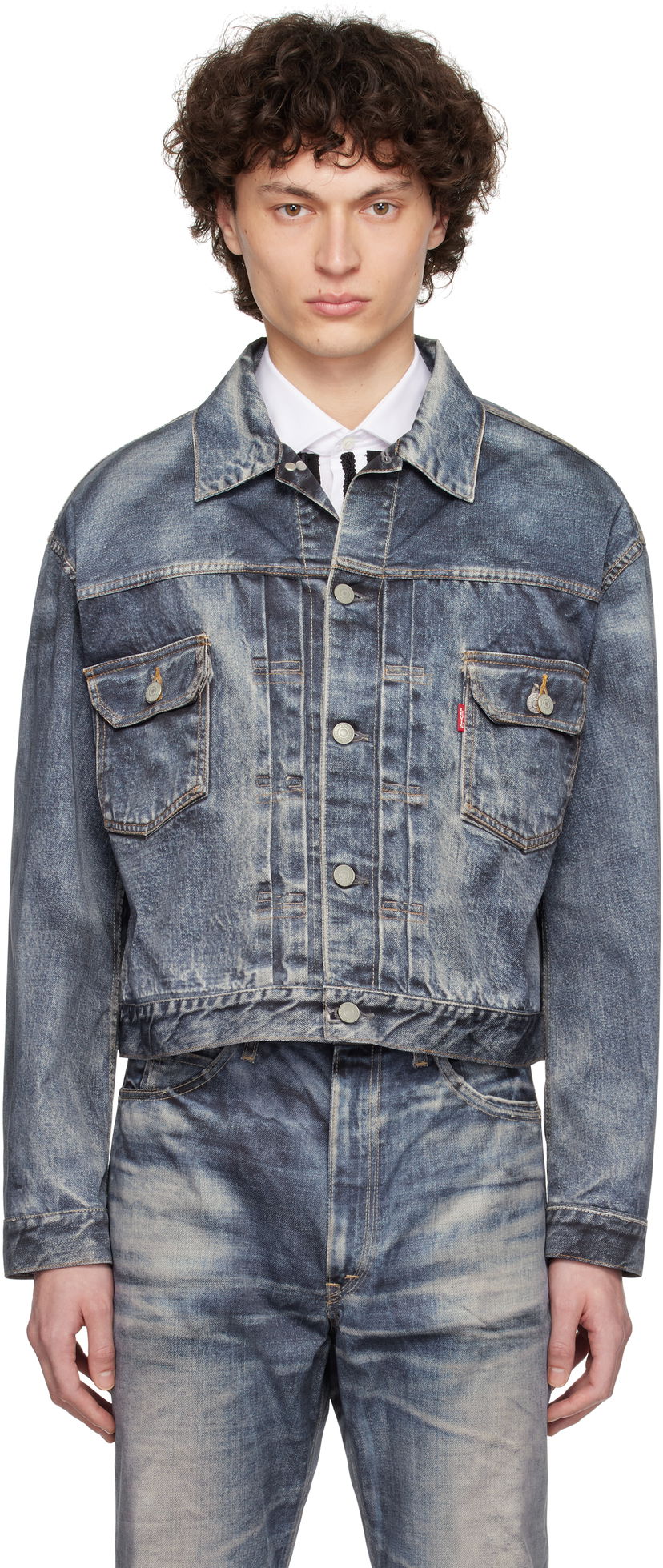 Куртка Junya Watanabe Junya Watanabe Levi's Edition Denim Trucker Jacket Синій | WO-J910-100