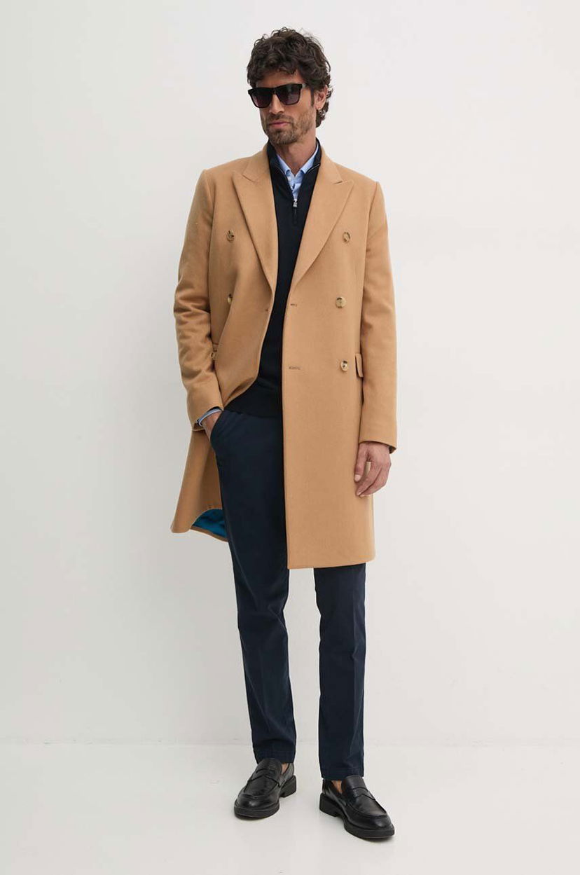 Пальто Paul Smith Paul Smith Double-Breasted Wool Coat бежевий | M1R.224P.N00110