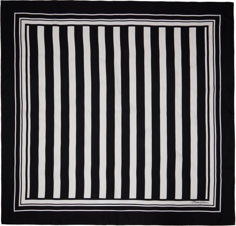 Шарф Dolce & Gabbana Dolce&Gabbana Striped-Print Silk Twill Scarf чорний | GQ260EG0WUE