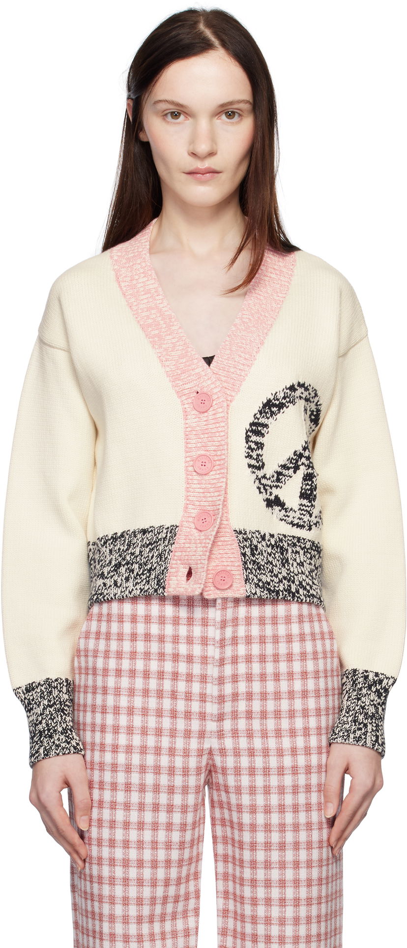 Cветр Moschino Urban Peace Sign Cardigan бежевий | 251K10918