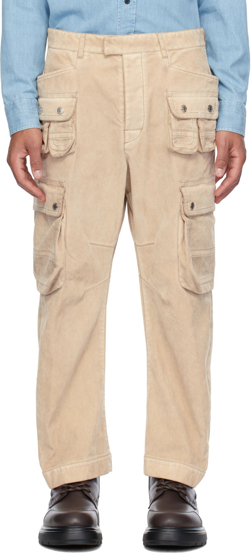 Штани карго DSQUARED2 Grunge Denim Cargo Pants бежевий | S71KB0634_D35138