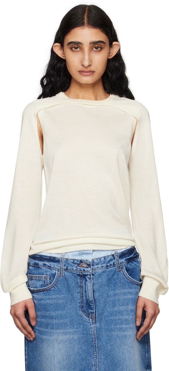 Cветр Helmut Lang Women's Shrug Knit Sweater білий | SHRUG CREW