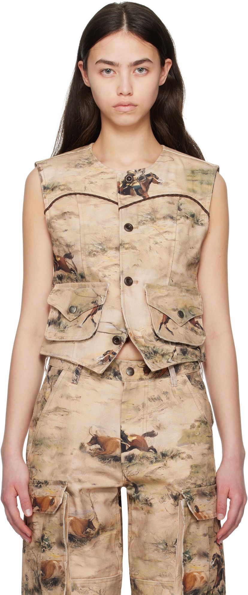 Жилет Andersson Bell Andersson Bell Cowboy Print Vest бежевий | awa697w