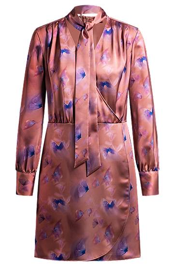 плаття BOSS Butterfly Print Wrap Dress with Button Cuffs Рожевий | 50530149