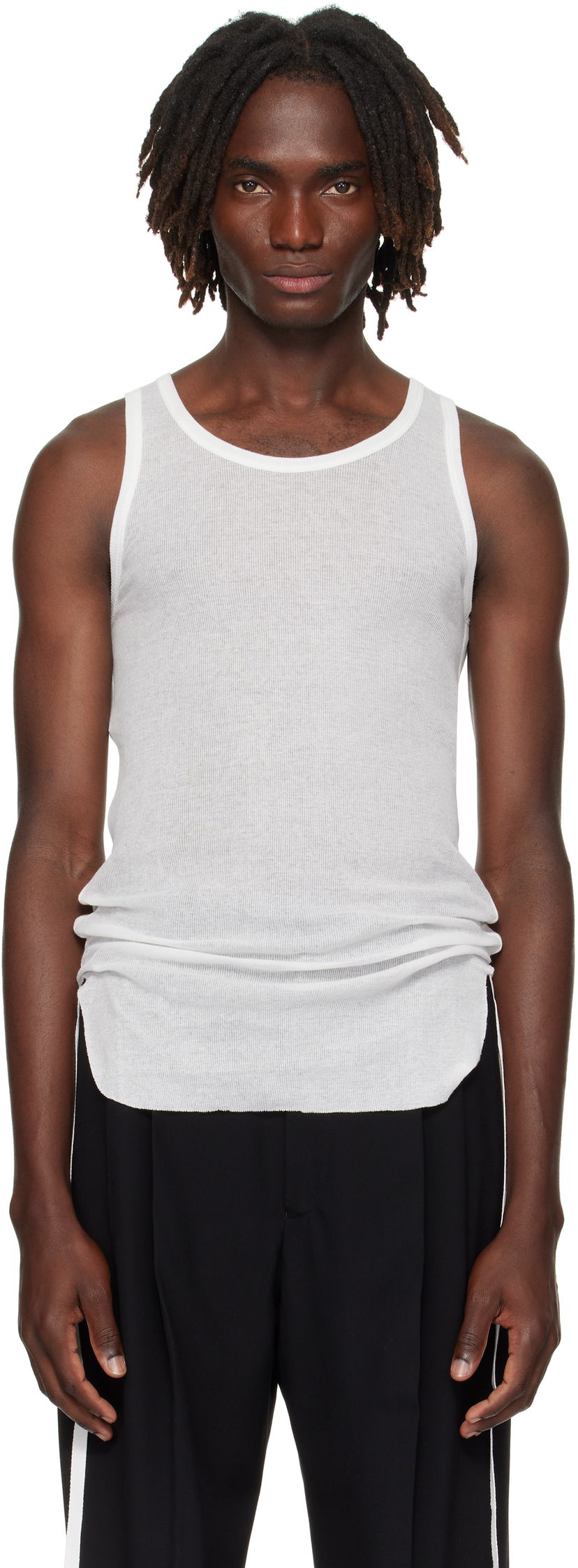 Безрукавка Ann Demeulemeester Ann Demeulemeester Boris Wrinkled Cropped Tank Top білий | B0011785-FA434-002