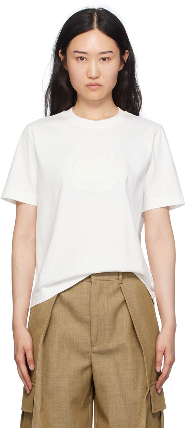 Футболка Burberry Cotton T-Shirt With Logo Embroidery білий | 8093651