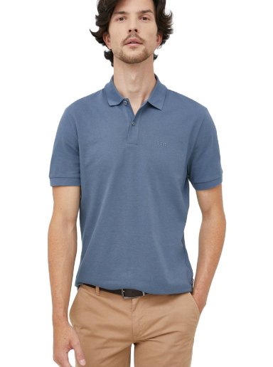 Сорочка поло BOSS Cotton Polo Shirt Синій | 50468301