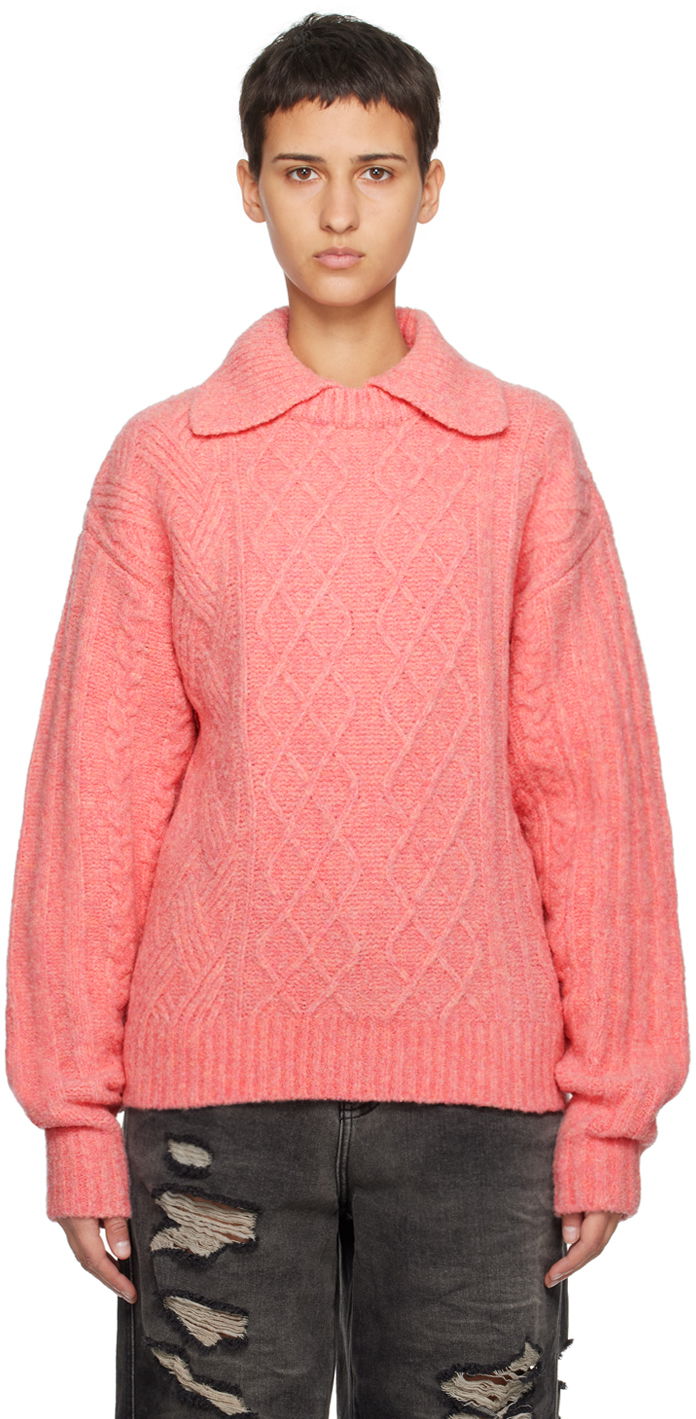 Cветр ADER ERROR Long Sleeve Cable Knit Polo Sweater Рожевий | BMADFWKT0102PK