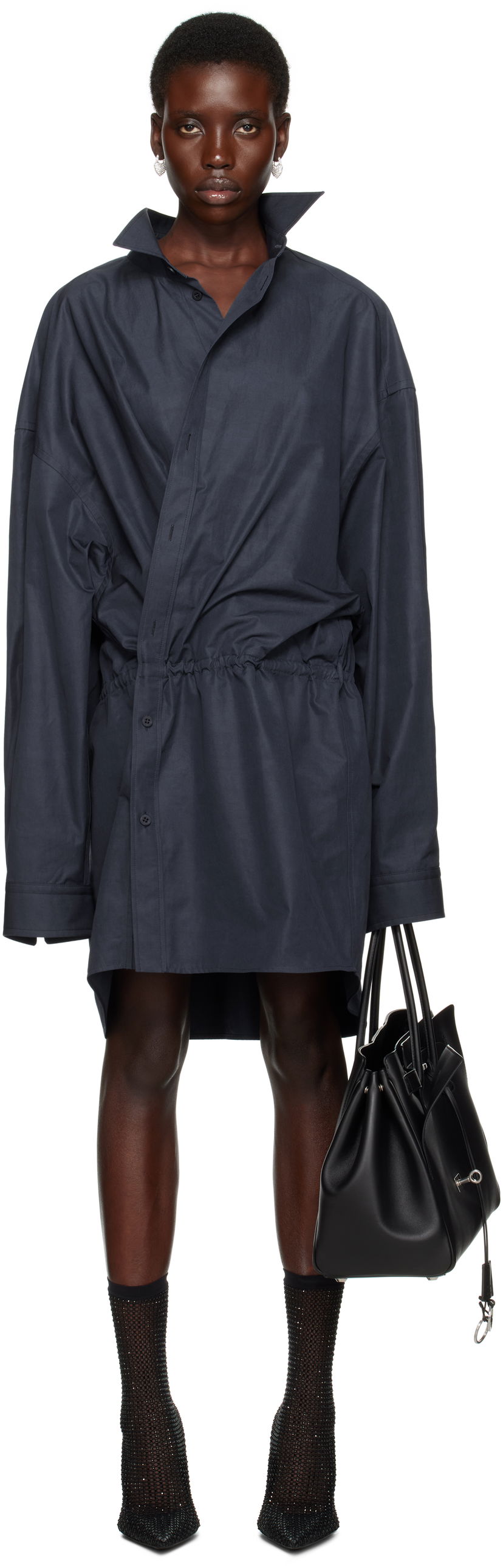 плаття Balenciaga Balenciaga Shirt Mini Dress темно-синій | 814136 TRM17