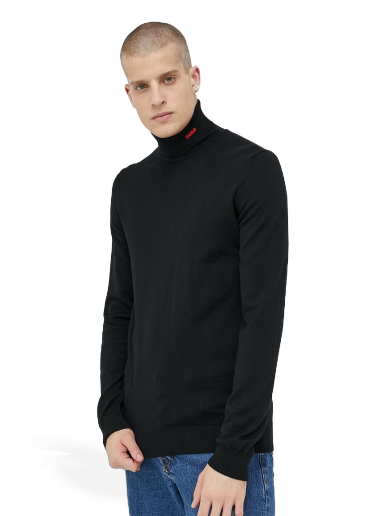Cветр BOSS Wool Sweater чорний | 50474174