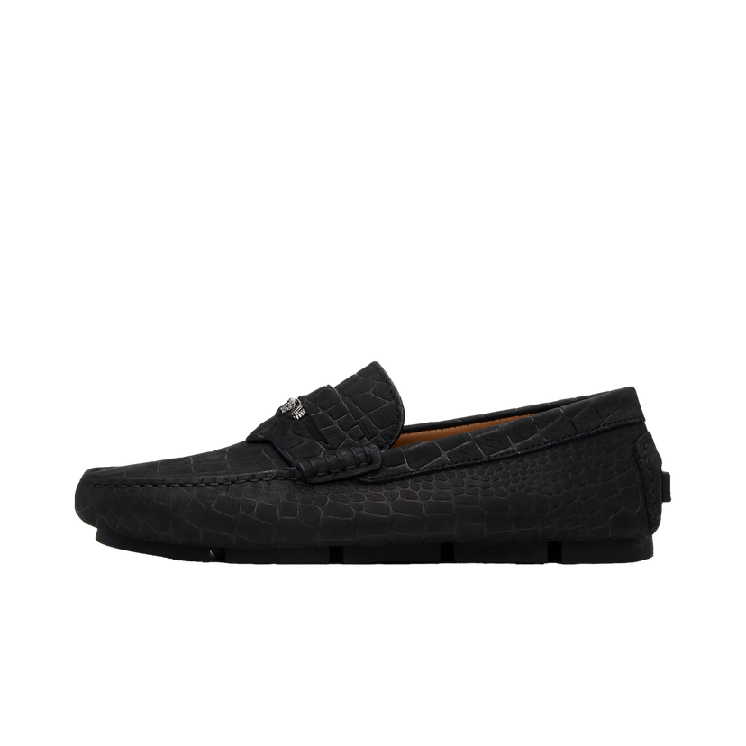 Кросівки та взуття Versace Embossed Leather Driver Loafers чорний | 1013960_1A12292