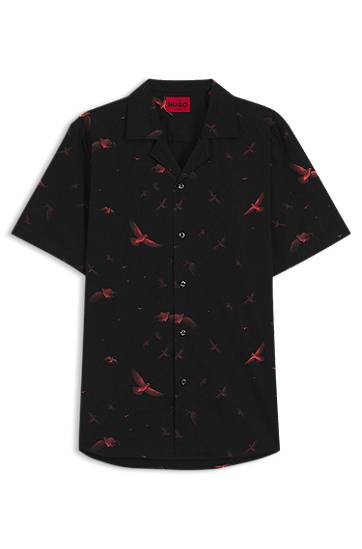 Сорочка BOSS Relaxed Fit Printed Cotton Poplin Shirt чорний | 50545328