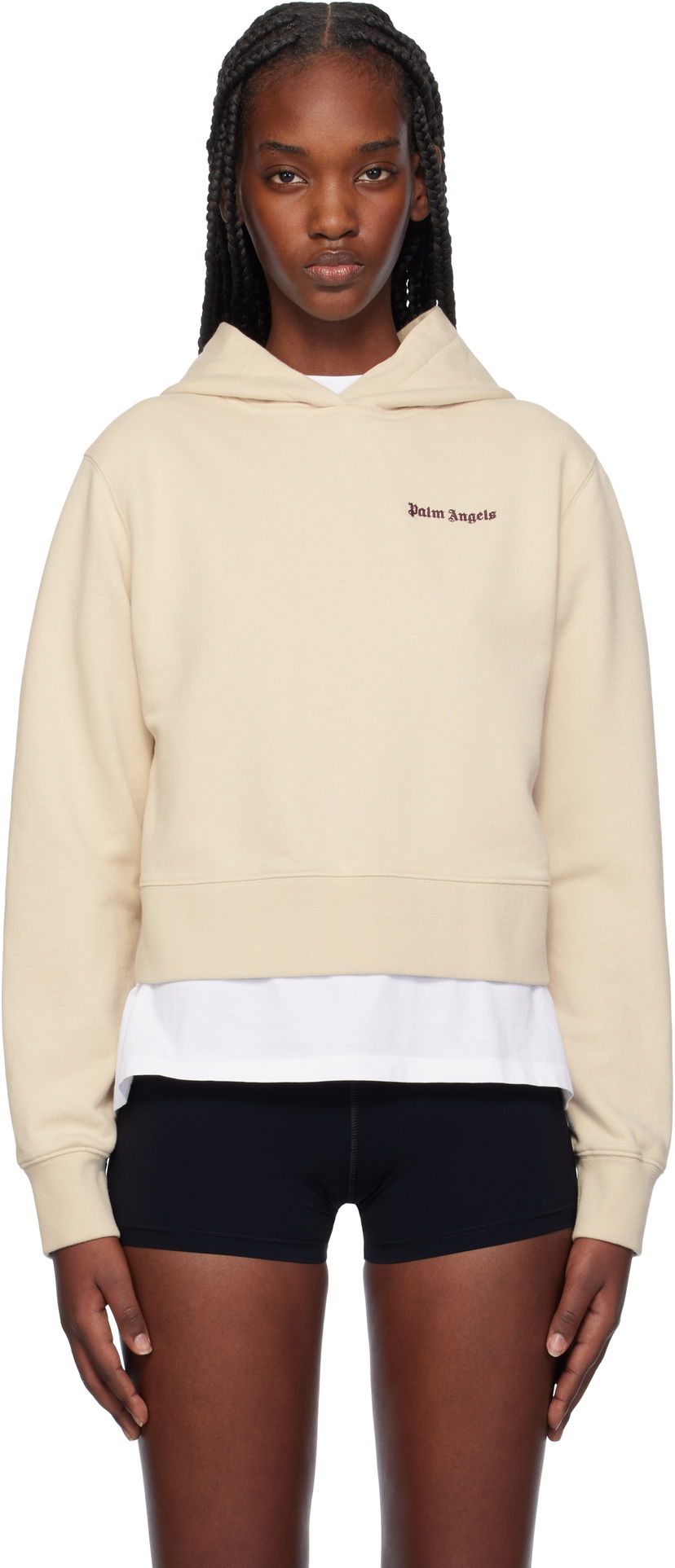 Світшоти Palm Angels Classic Logo Fitted Hoodie бежевий | PWBB069F24FLE0036129