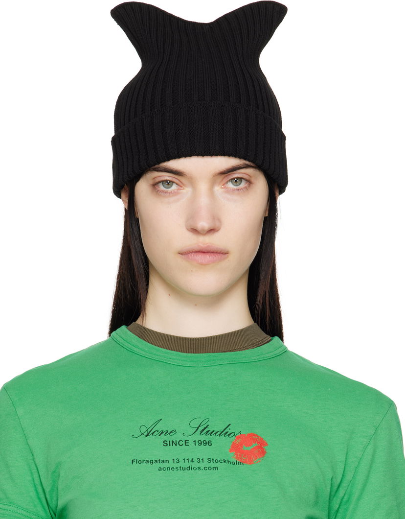 Шапка Acne Studios Acne Studios Ribbed Square Beanie чорний | C40396-