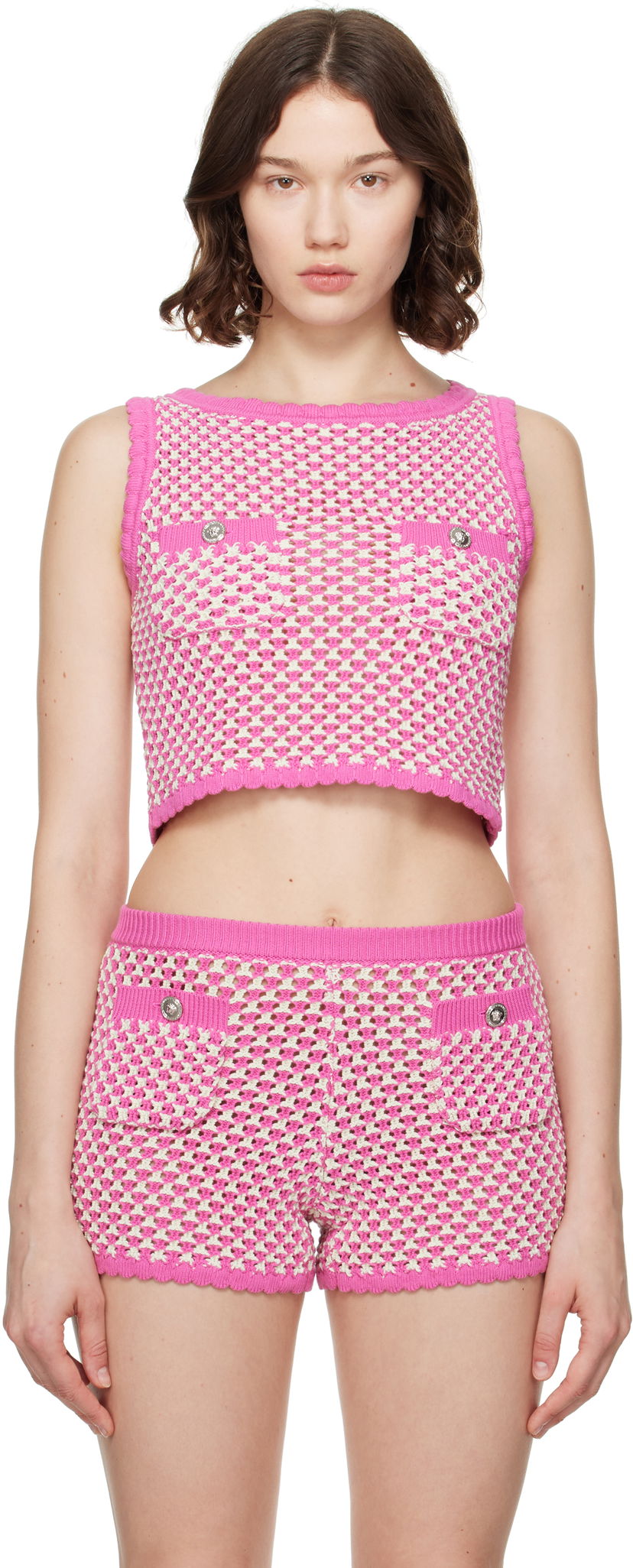 Кроп-топи Versace Versace Crochet Knit Top Рожевий | 1020376_1A14747