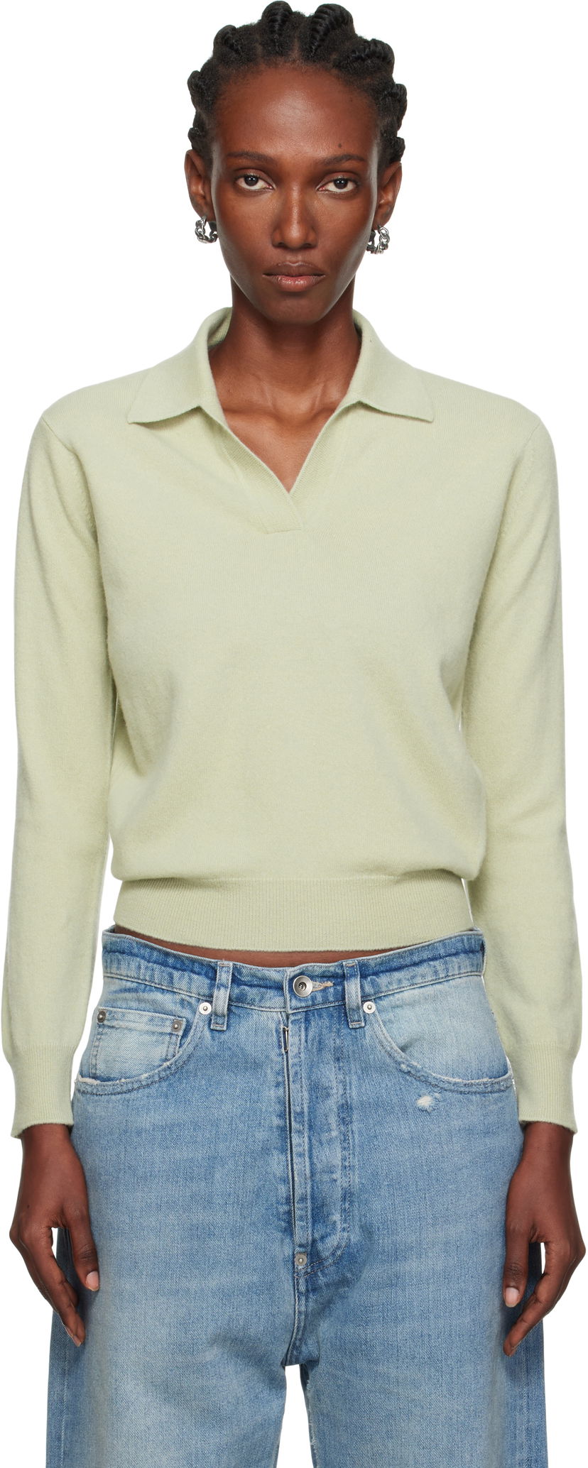 Сорочка поло Maison Margiela Maison Margiela Longsleeve Polo Зелений | S51GL0063 M13144