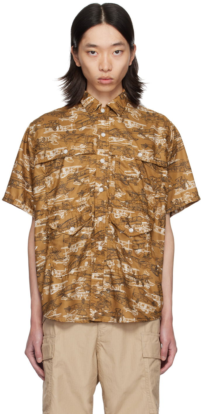 Сорочка BEAMS BEAMS PLUS Adventure II Biplane Print Shirt Коричневий | 3801-0122-791
