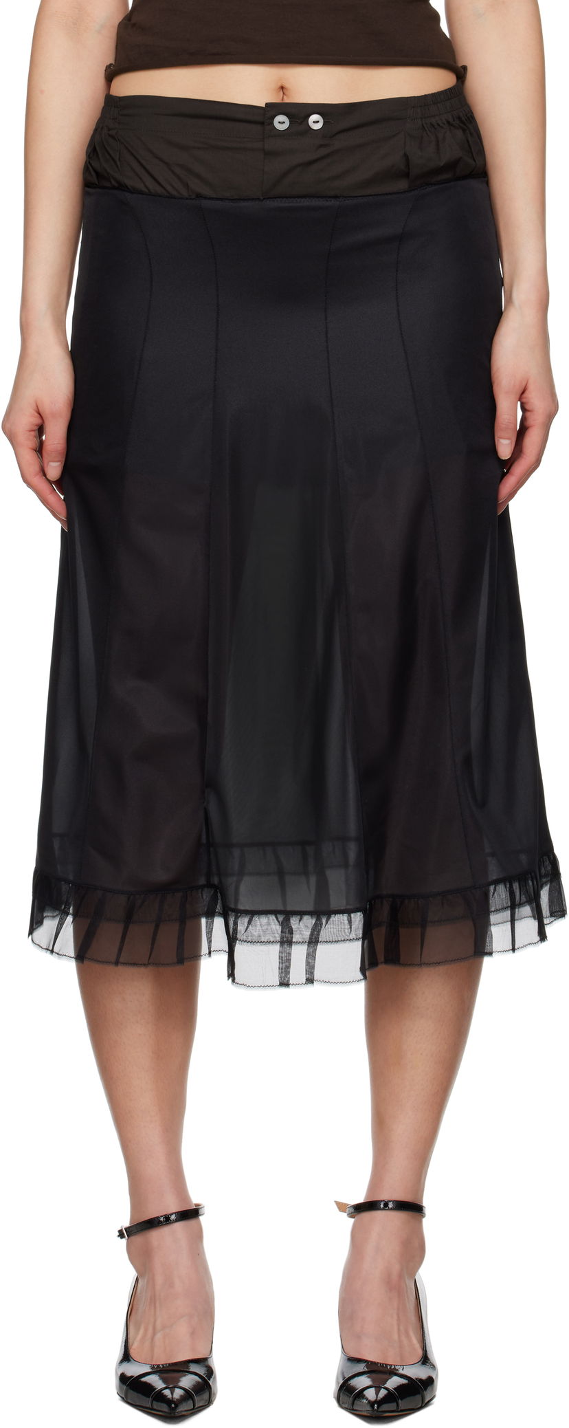 Спідниця Maison Margiela Maison Margiela Anonymity of the lining Midi Skirt чорний | S51ME0030 MTJ023