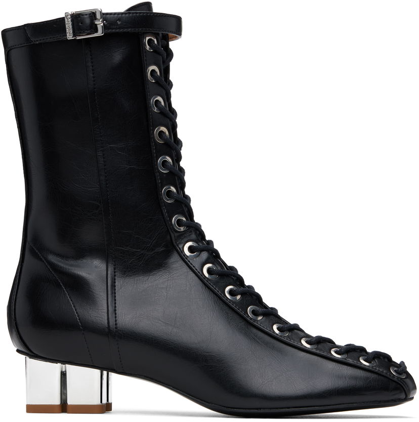 Кросівки та взуття GANNI GANNI Oleatex Eyelets Lace-Up Boots чорний | S2967