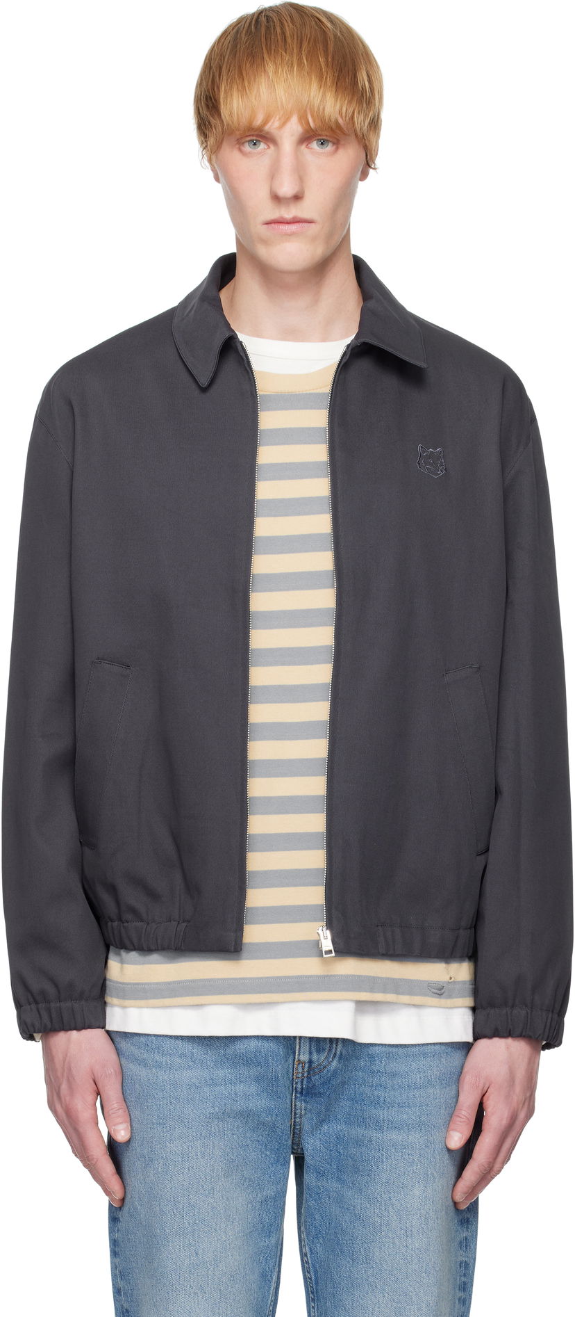 Куртка бомбер MAISON KITSUNÉ Maison Kitsuné Elasticated Zipped Jacket Сірий | OM02122WW9028