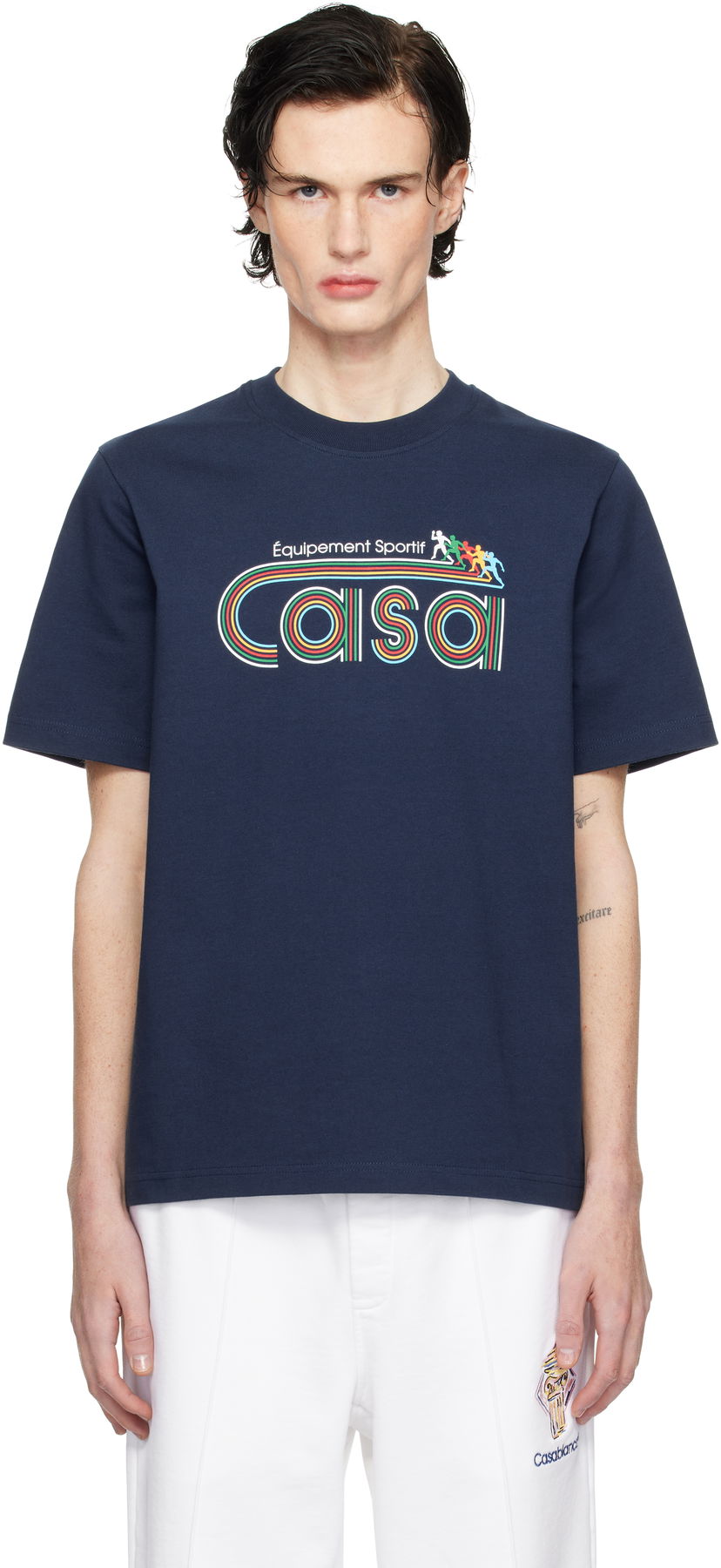 Футболка Casablanca Navy 'Equipement Sportif' Graphic T-Shirt темно-синій | MPS25-JTS-001-02