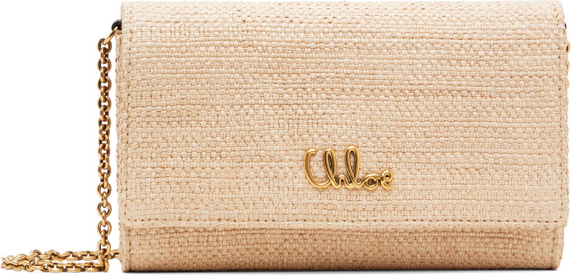 Сумка CHLOÉ Chloé Iconic Flap Wallet On Chain Clutch бежевий | CH25UP559P19