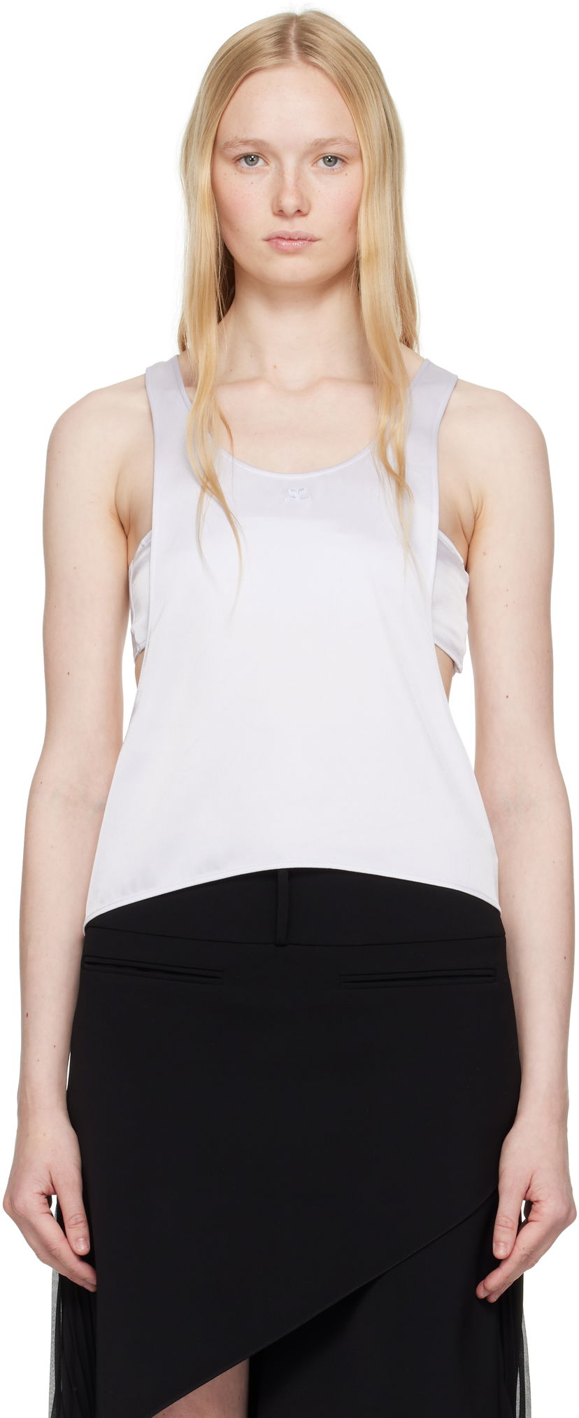 Безрукавка Courrèges Courrèges Infinity Satin Tank Top білий | 225CDE131PL0160