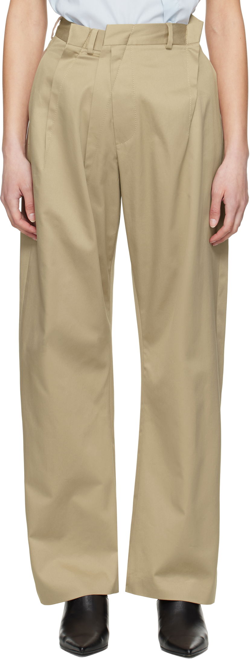 Штани Maison Margiela MM6 Maison Margiela Cotton Twill Darting Trousers бежевий | S52KA0534 M35368