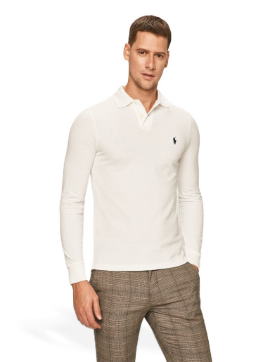 Сорочка поло Polo by Ralph Lauren Long Sleeve Slim Fit Polo білий | 710681126001