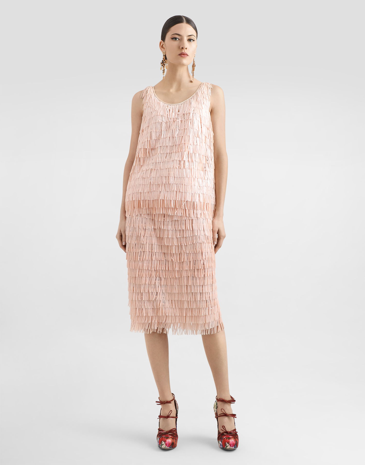 Спідниця Dolce & Gabbana Dolce & Gabbana Fringed Sequined Midi Skirt Рожевий | F4BCFTFLSLRF1218, 1