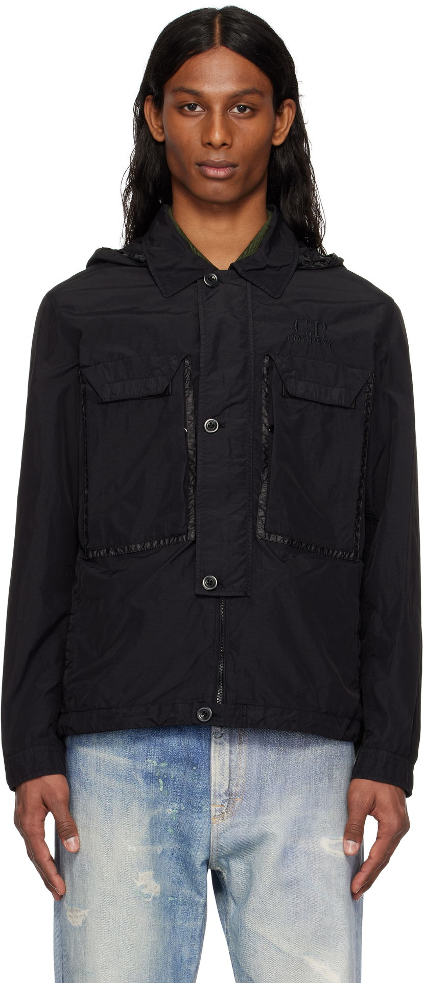 Вітровка C.P. Company C.P. Company Flatt Nylon Goggle Overshirt Jacket чорний | 18CMOS090A-005991G